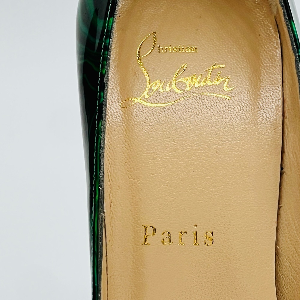Christian Louboutin Patent Malachite So Kate 120 Black & Green Pump Size 37 1/2 - Picture 5 of 11